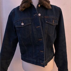 Ralph Lauren Jeans Co Denim Jacket Faux Fur Collar Vintage Style Women’s Small